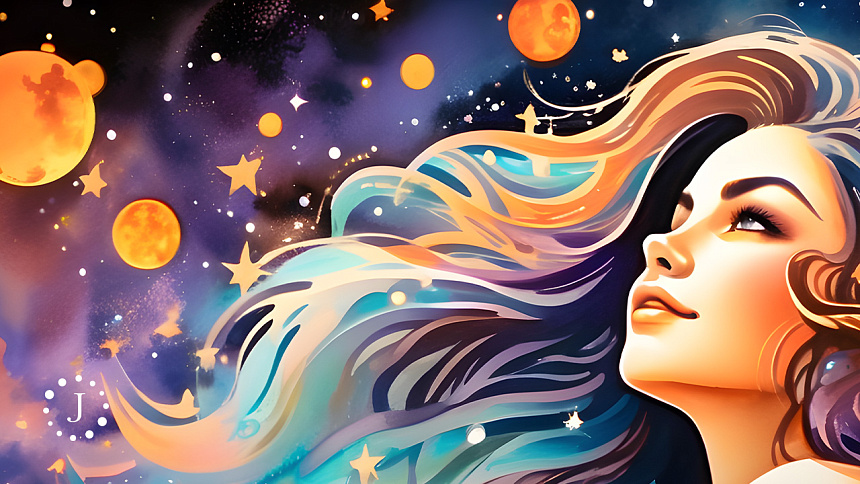 Девушка и планеты фото