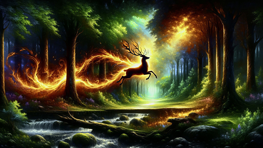 олень в лесу фото