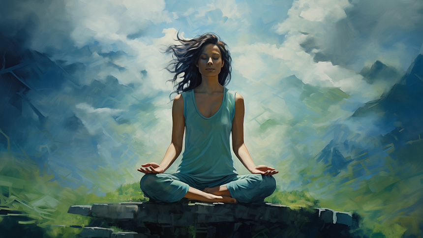 девушка медитирует фото