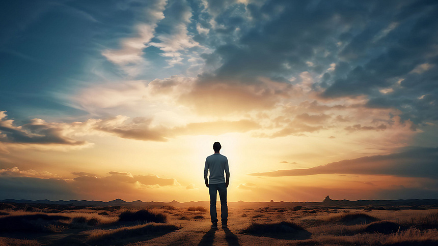 Мужчина и небо фото