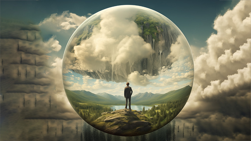 Человек в шаре фото